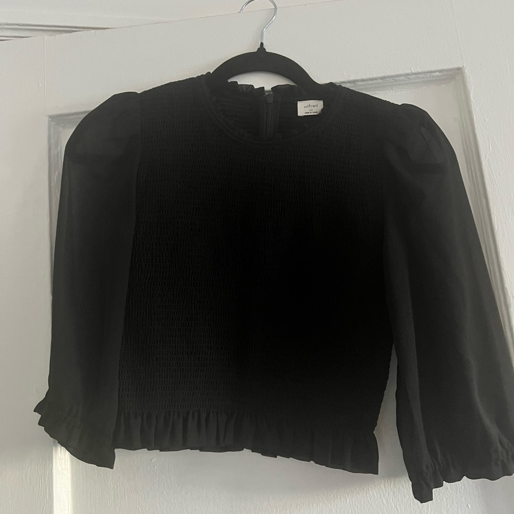 Aritzia Wilfred Tempest Blouse 3/4th Sleeve Black XS